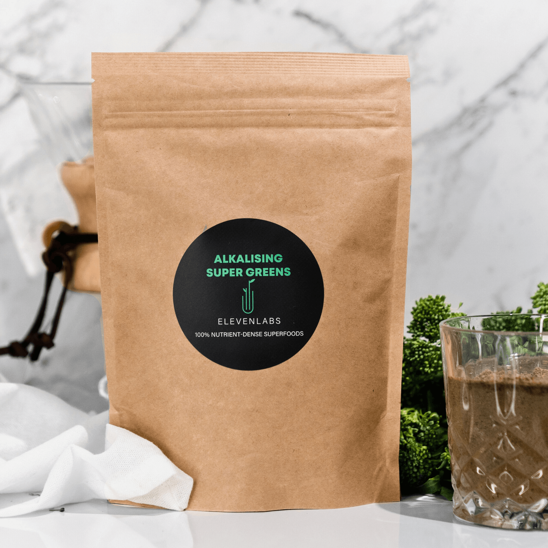 ElevenLabs Alkalising Super Greens Powder - 250G - ElevenLabs - 100% Organic Vegan Plant Protein