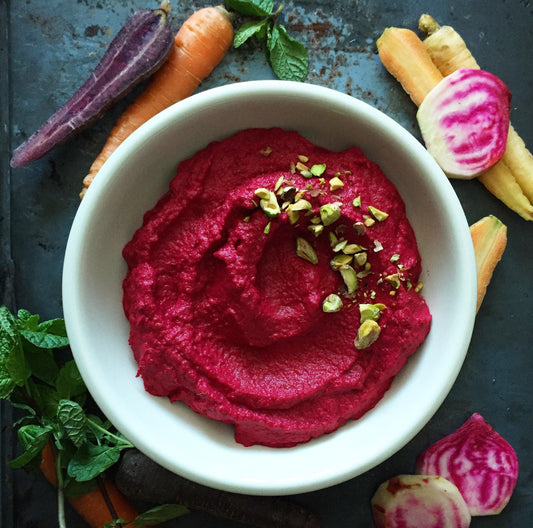 Roast Beetroot Hummus Recipe - ElevenLabs - 100% Organic Vegan Plant Protein